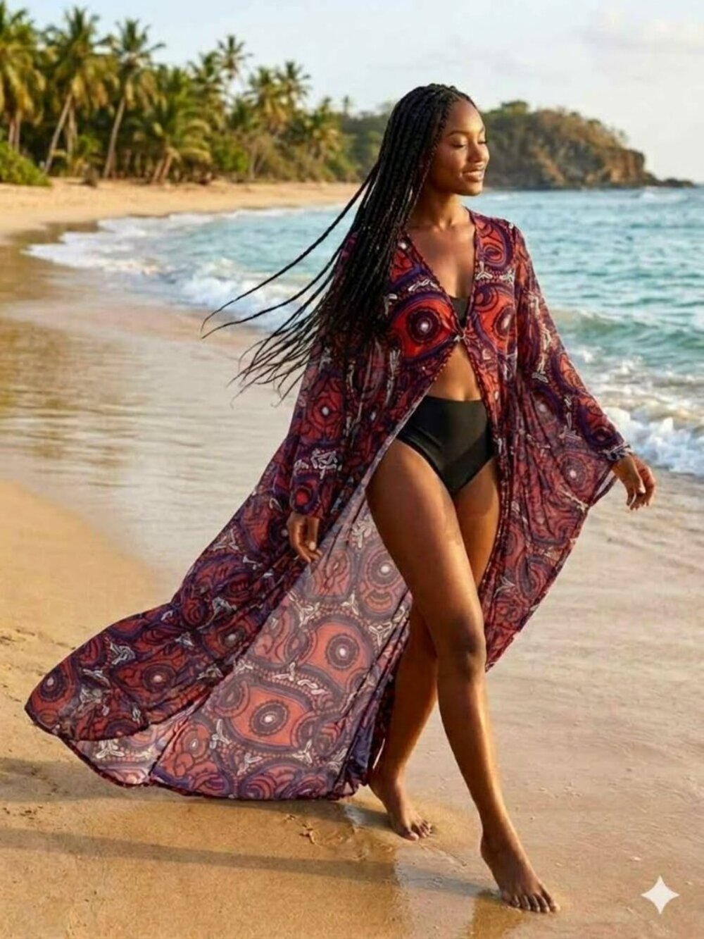 Ofuure Maxi Mesh Resortwear Beachwear Vacation Summer Cover-up